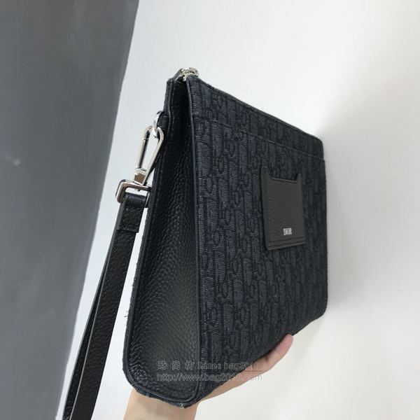 Dior包 迪奧手包 Dior Oblique帆布和黑色粒面小牛皮手拿包  Dyd1022